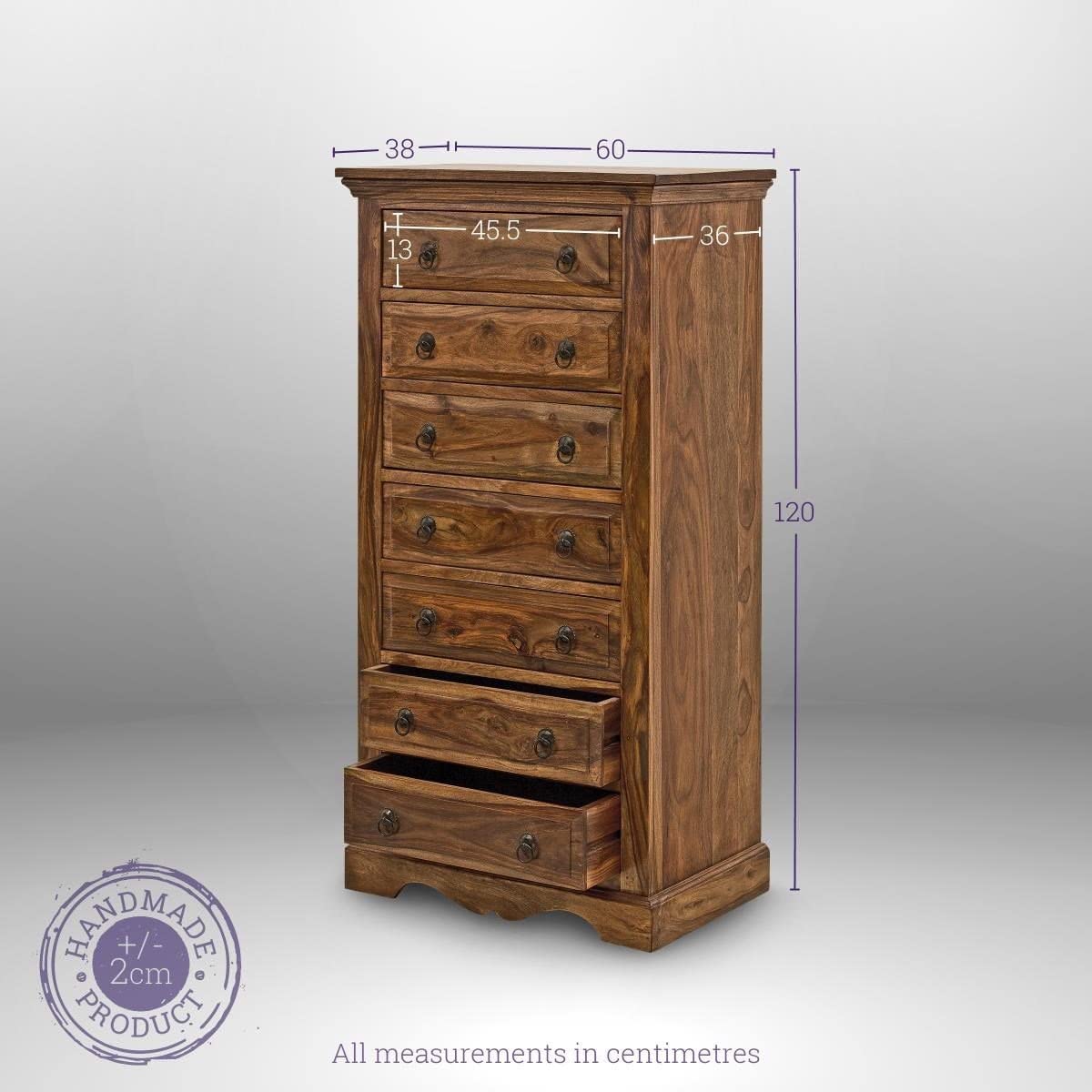 Rukmaajee Furniture Solid Sheesham Wood Chest of Drawers for Bedroom