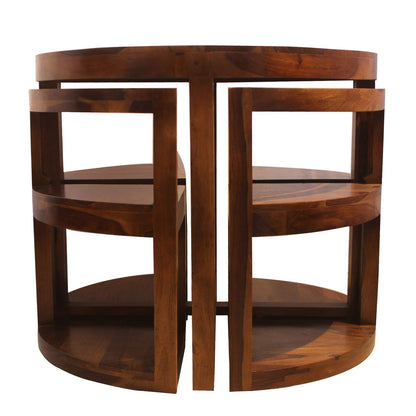 Rukmaajee Furniture Round Top 4 Stool Coffee Cum Dininng Table in