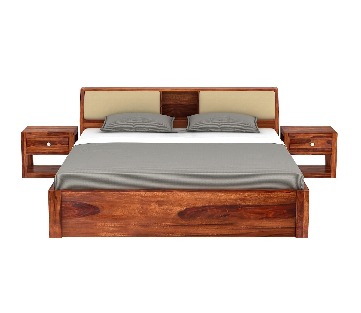 Rukmaajeee Solid Sheesham Wood Wooden Queen Size Bed Without Storage