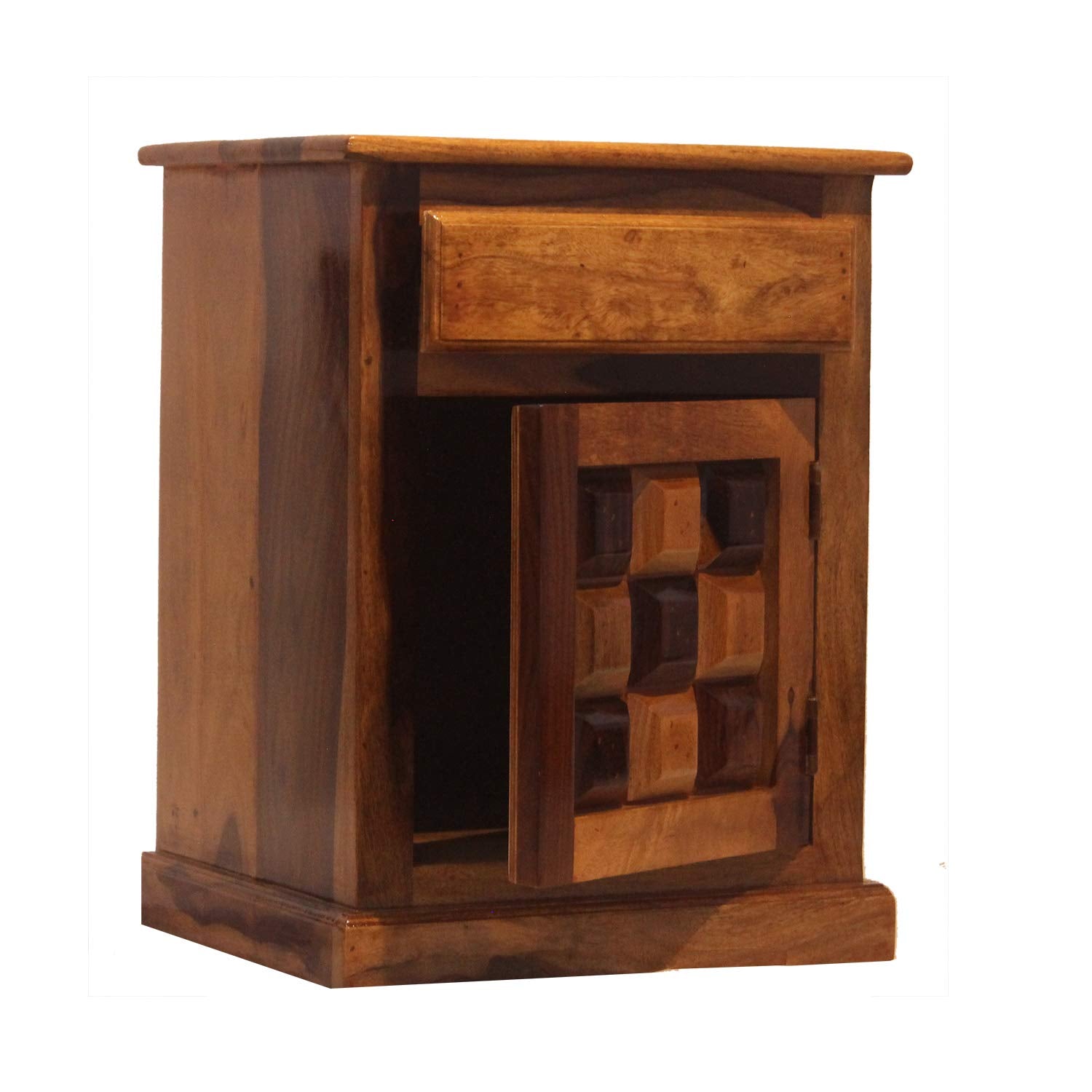 Rukmaajee Furniture Slaughter Style Bed Side Table with Solid Wood