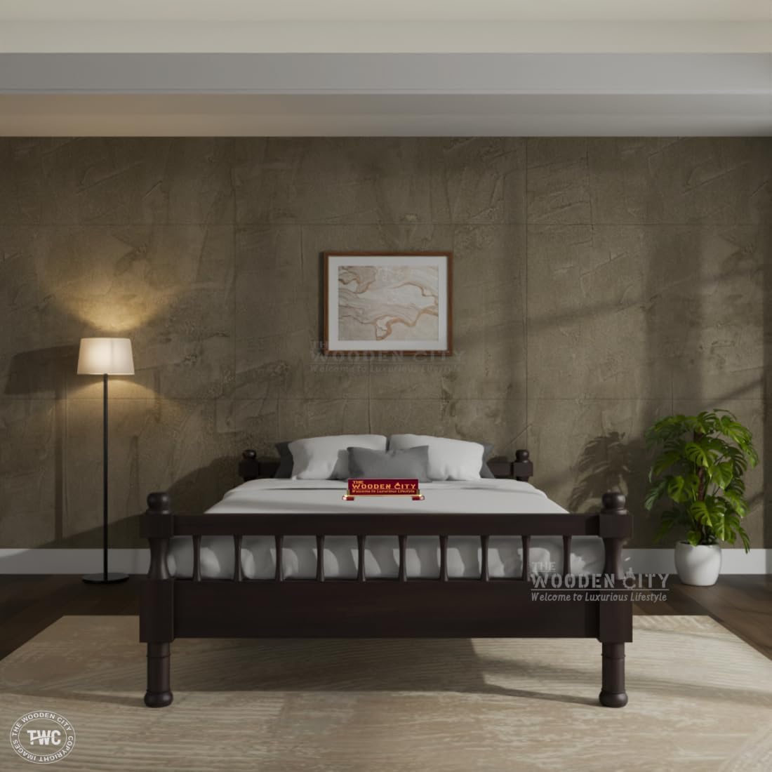 Rukmaajeee Sheesham Wood Fieri Single Bed Without Storage | Solid Wood
