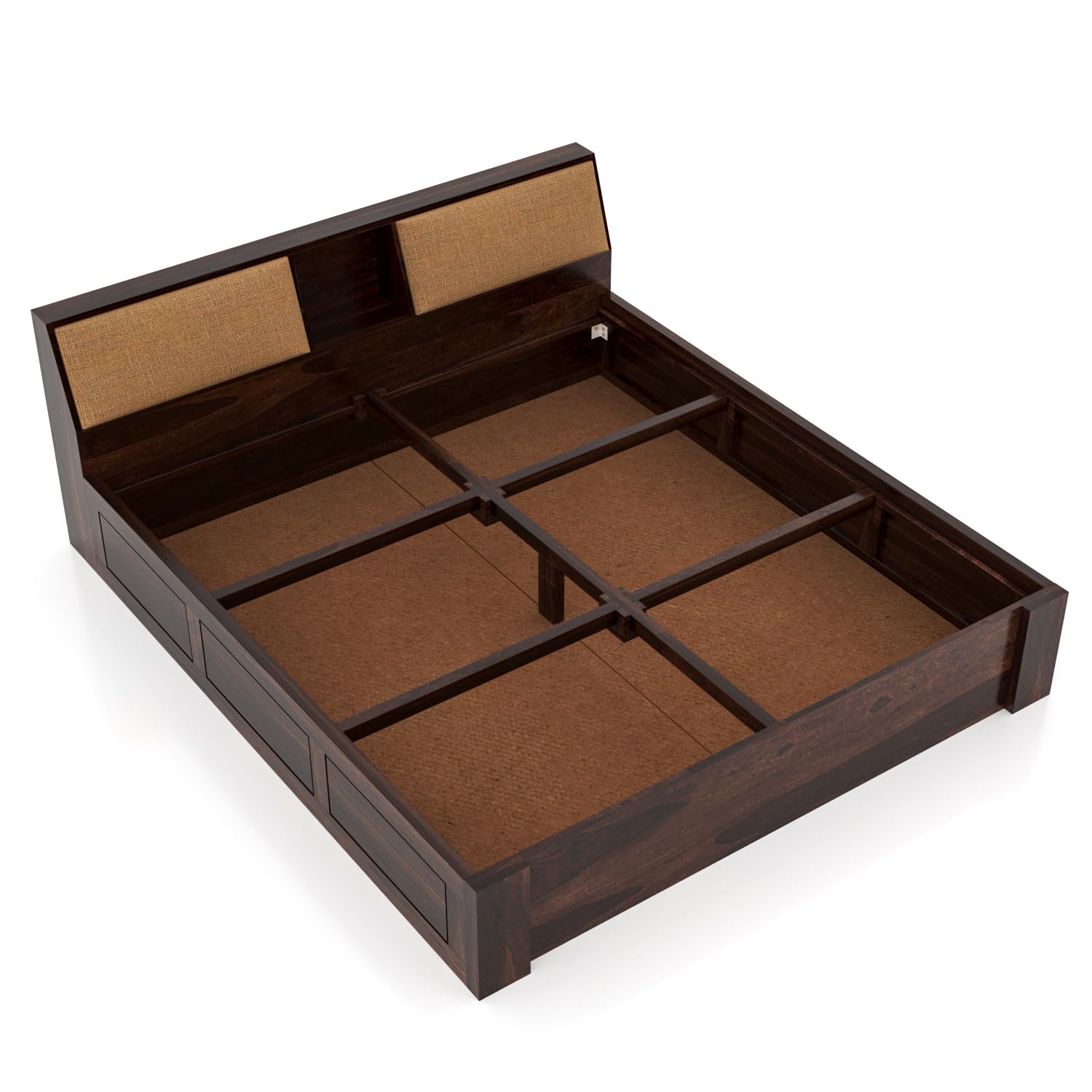 Rukmaajeee Solid Sheesham Wood Armania Queen Size Bed with Box Storage