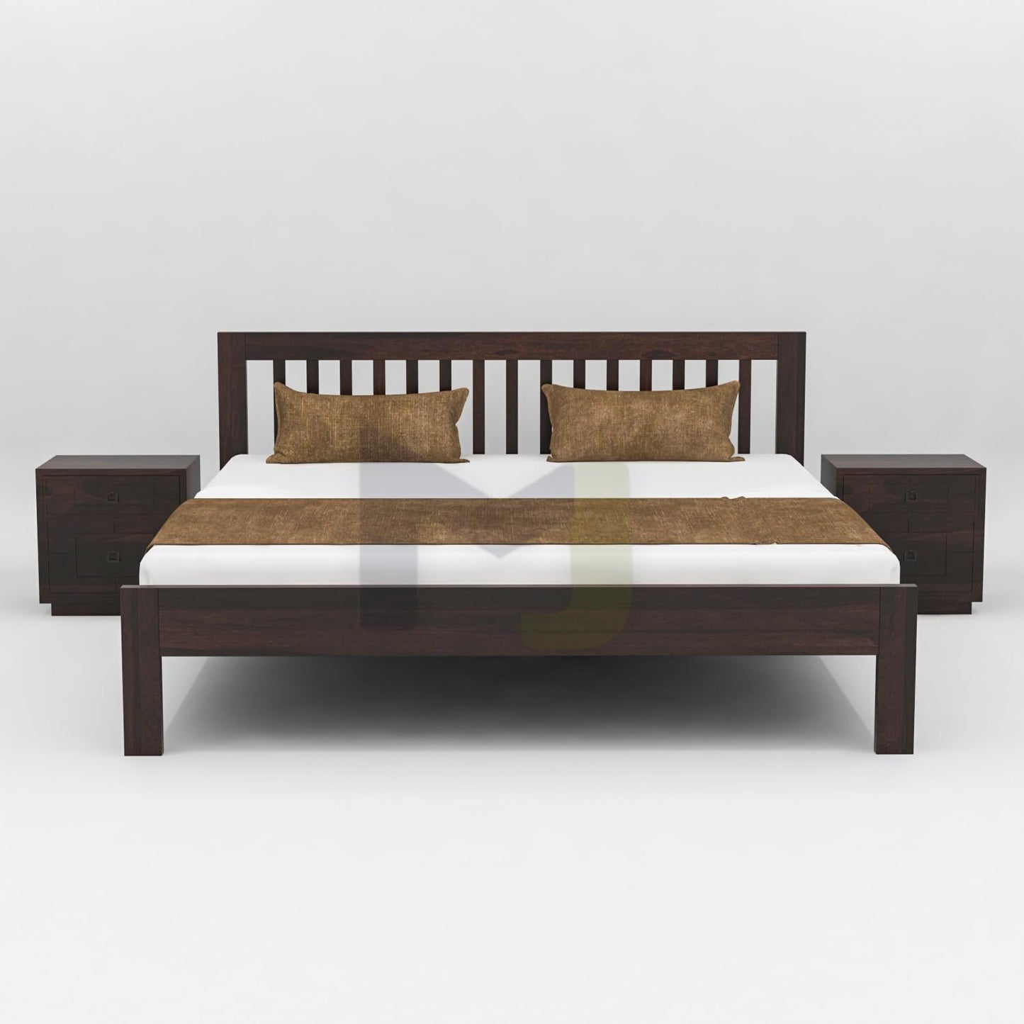 Rukmaajeee Solid Sheesham Wood Queen Size Bed Without Storage | Wooden