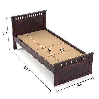 Rukmaajee Solid Sheesham Wood Single Bed for Your Home Solid Wood
