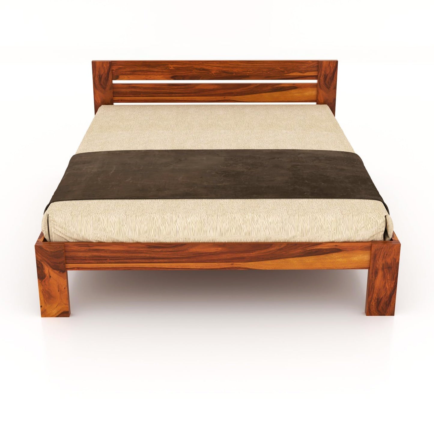 Rukmaajee Solid Sheesham Wood Wooden Queen Size Bed Without Storage
