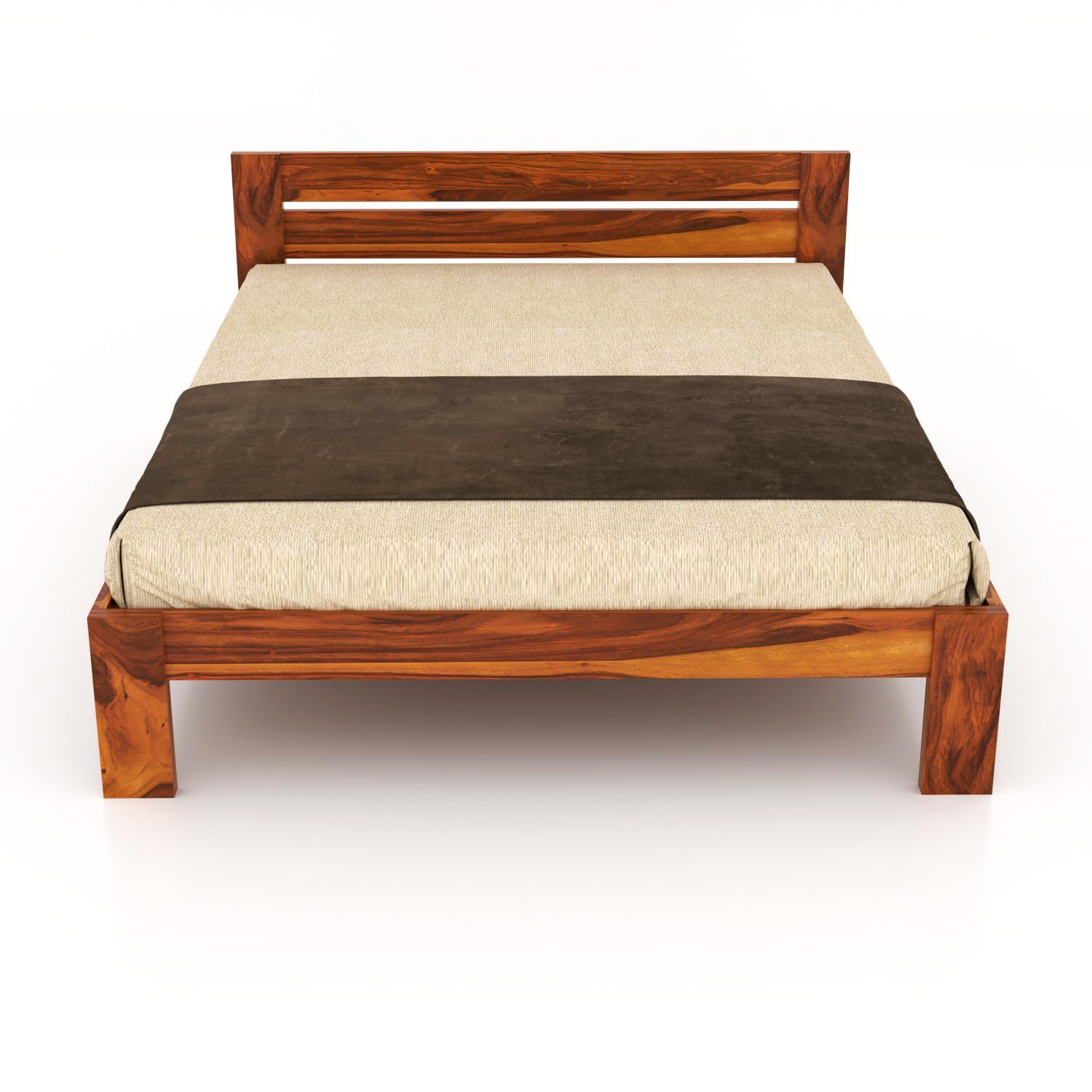 Rukmaajee Solid Sheesham Wood Wooden Queen Size Bed Without Storage