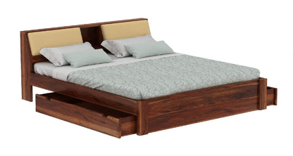 Rukmaajeee Furniture Sheesham Wood King Size Bed with 2 Drawer Storage