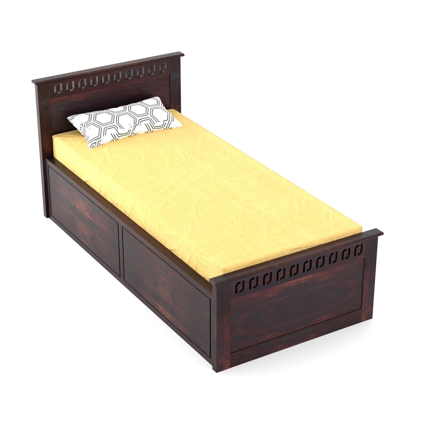 Rukmaajee Solid Sheesham Wood Box Storage Bed for Your Home Sheesham