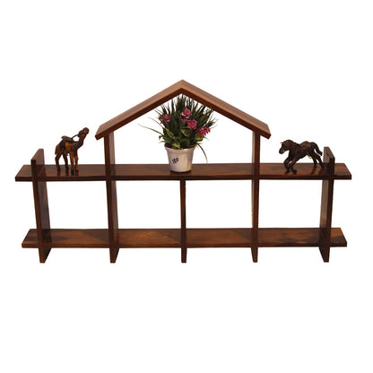 Rukmaajee Furniture Simpla Wall Shelf in Natural Solid Wood with Honey