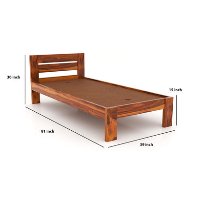 Rukmaajeee Solid Sheesham Wood Single Bed with 2 Drawers | Wooden Bed