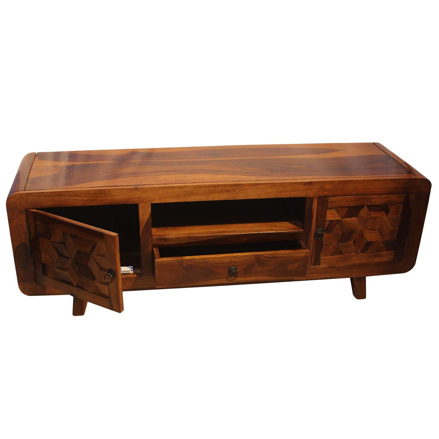 Rukmaajee Furniture Two Door & One Drawer & Box X-Style T.V. Cabinet