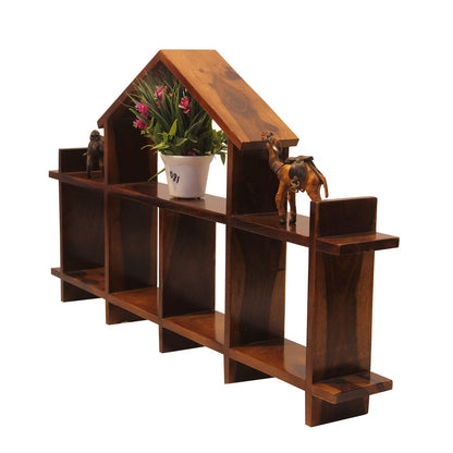 Rukmaajee Furniture Simpla Wall Shelf in Natural Solid Wood with Honey