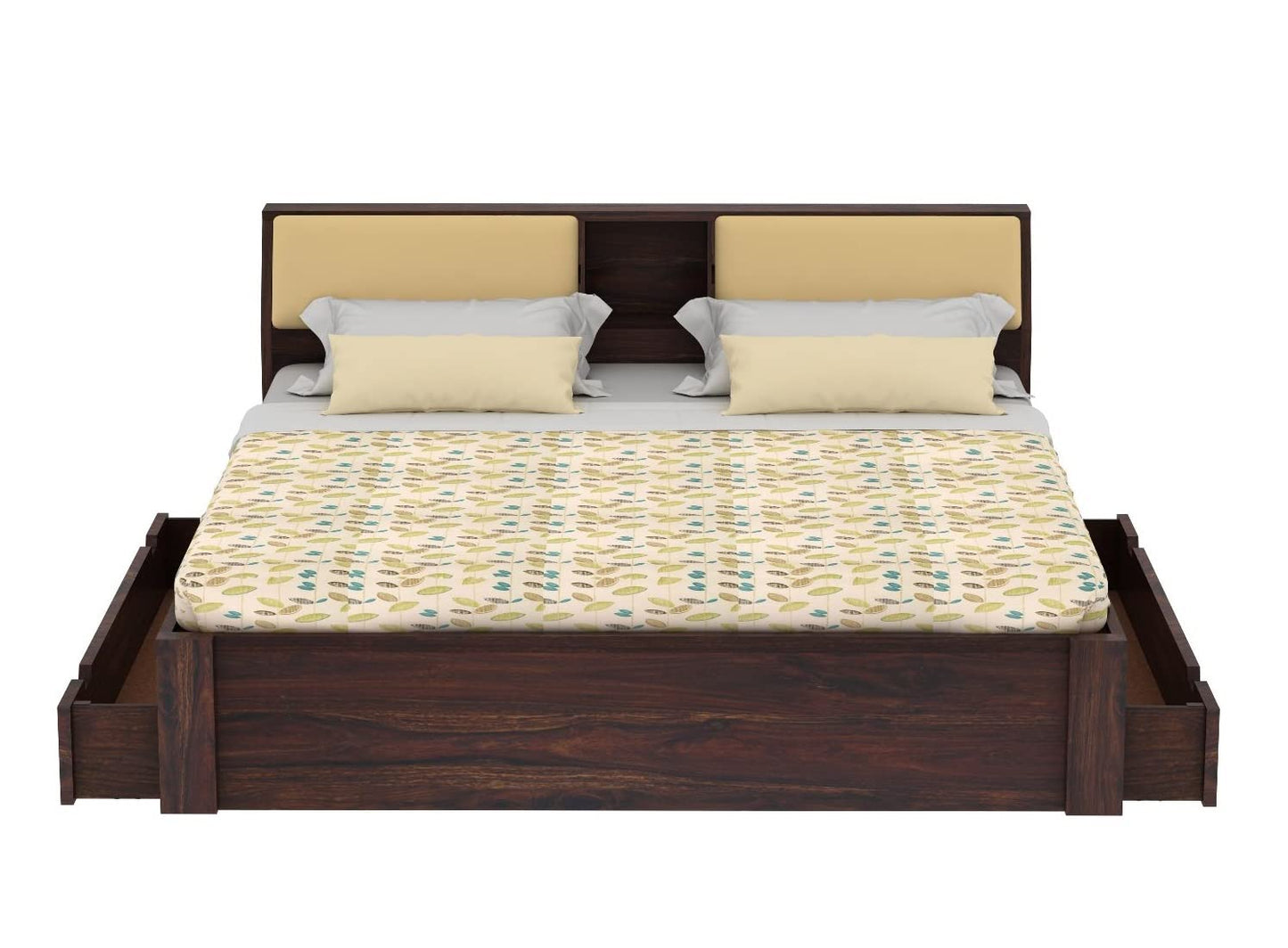 Rukmaajeee Furniture Sheesham Wood King Size Bed with 2 Drawer Storage