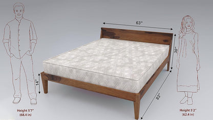 Rukmaajee Solid Wood Queen Size Bed for Bedroom | Wooden Bed Without