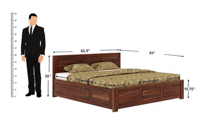 Rukmaajee Solid Wood Queen Size Bed for Bedroom | Wooden Furniture