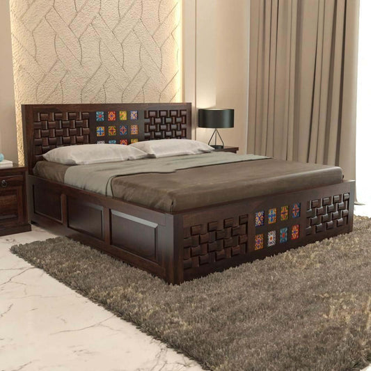 Rukmaajee Solid Sheesham Wood King Size for Bedroom, Hotel| Double Bed