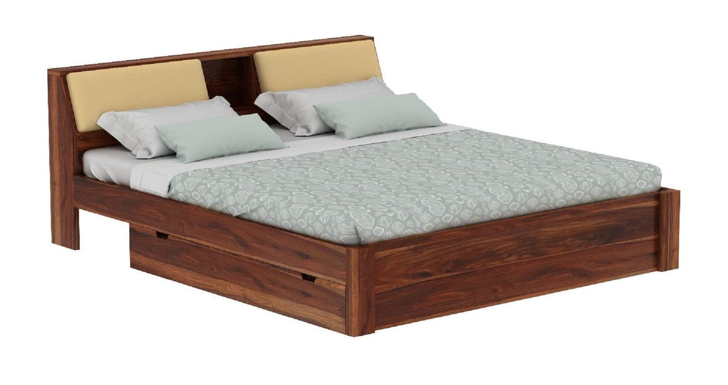 Rukmaajeee Furniture Sheesham Wood King Size Bed with 2 Drawer Storage