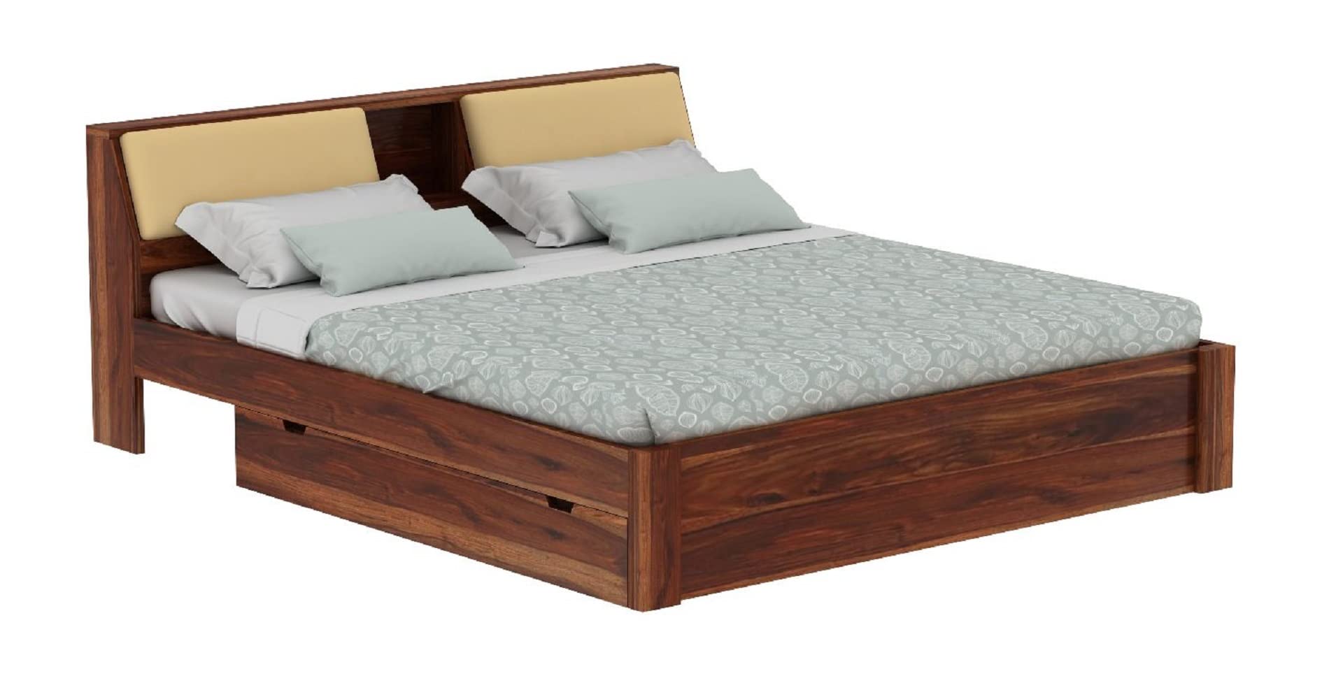 Rukmaajeee Furniture Sheesham Wood King Size Bed with 2 Drawer Storage