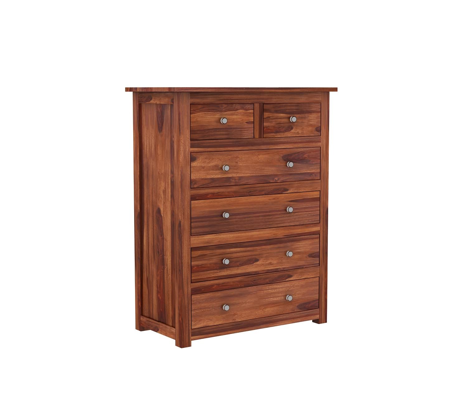 Rukmaajee Contemporary Solid Sheesham Wood Chest of Drawers 6 Drawer