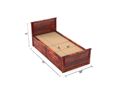 Rukmaajee Solid Sheesham Wood Box Storage Bed for Your Home Storage