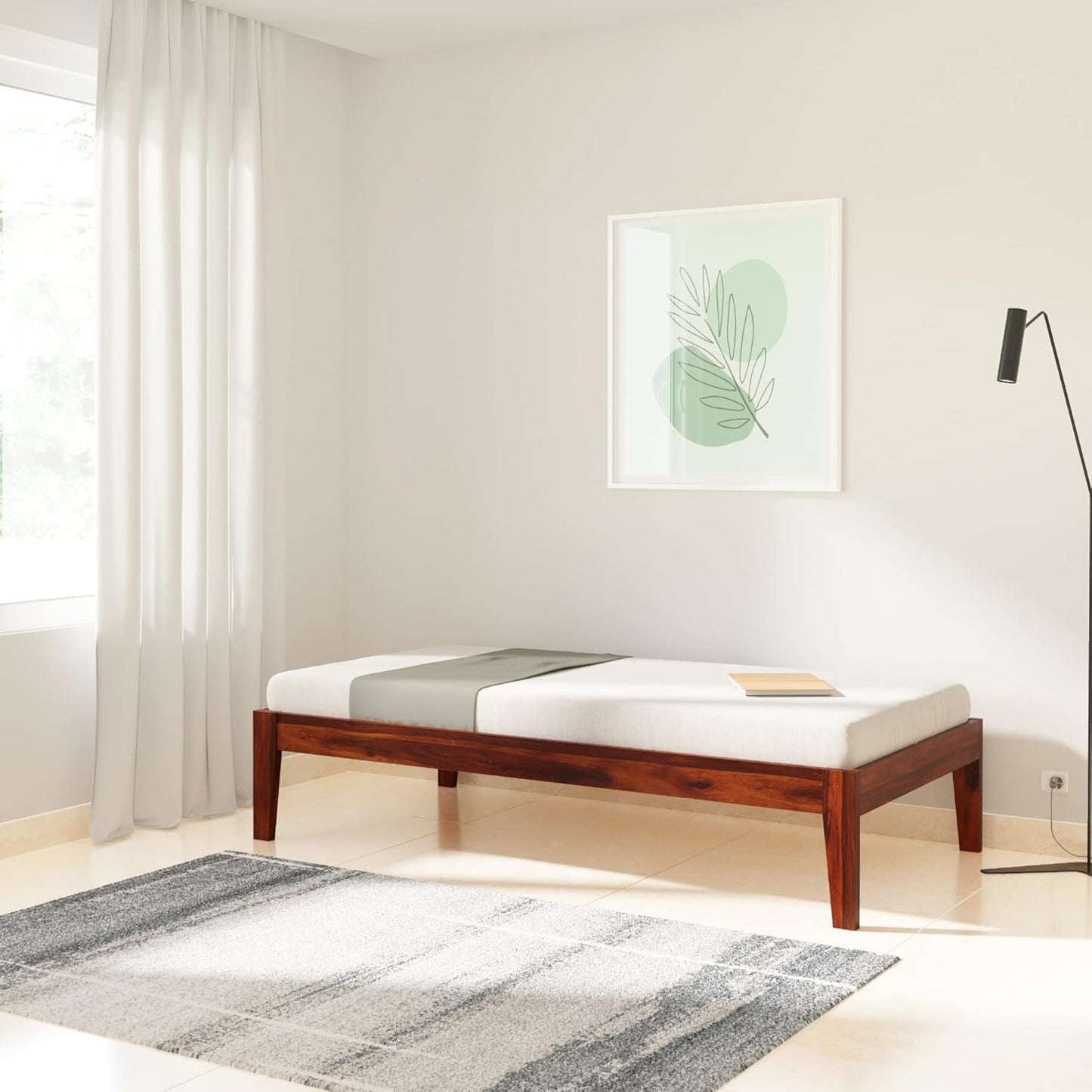 Rukmaajeee Sheesham Wood Single Bed Without Storage | Solid Wood Cot