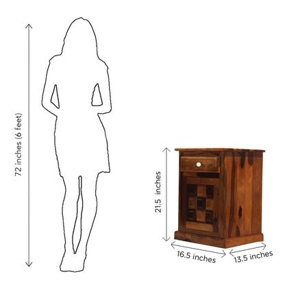 Rukmaajee Furniture Slaughter Style Bed Side Table with Solid Wood