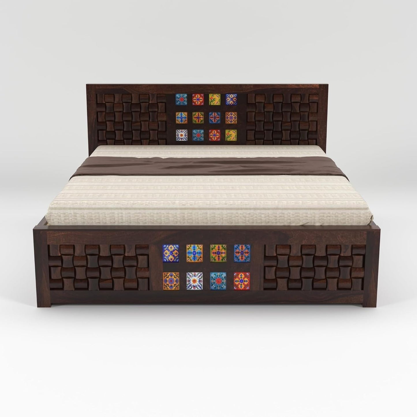 Rukmaajee Solid Sheesham Wood King Size for Bedroom, Hotel| Double Bed