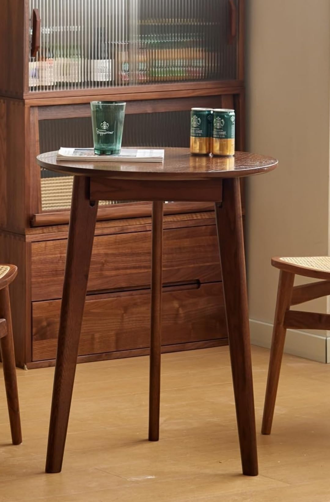 Rukmaajeee Luxury Mid-Century Modern Small Round Solid Wood Dining
