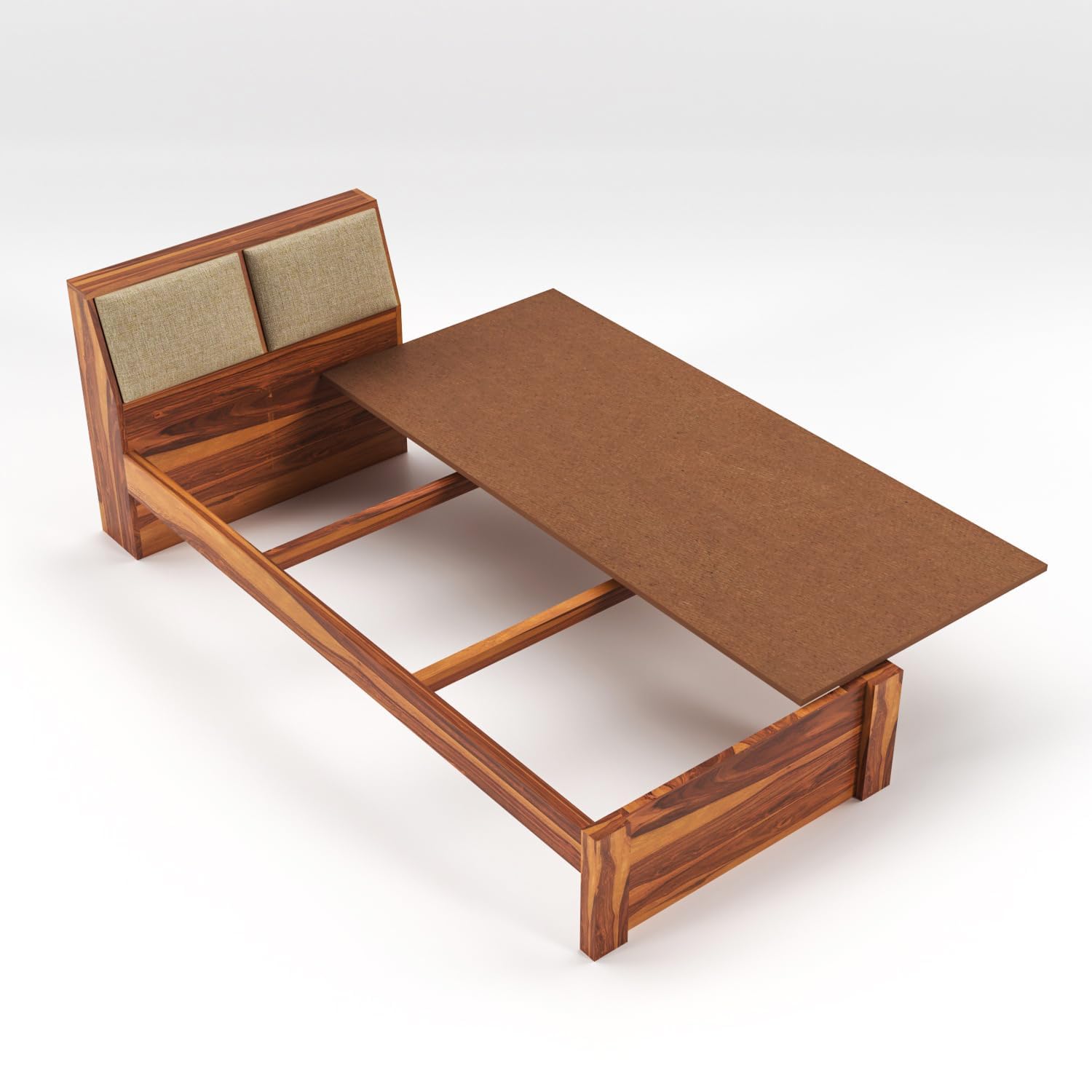 Rukmaajeee Solid Sheesham Wood Single Bed with 2 Drawers | Wooden Bed