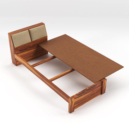 Rukmaajeee Solid Sheesham Wood Single Bed with 2 Drawers | Wooden Bed