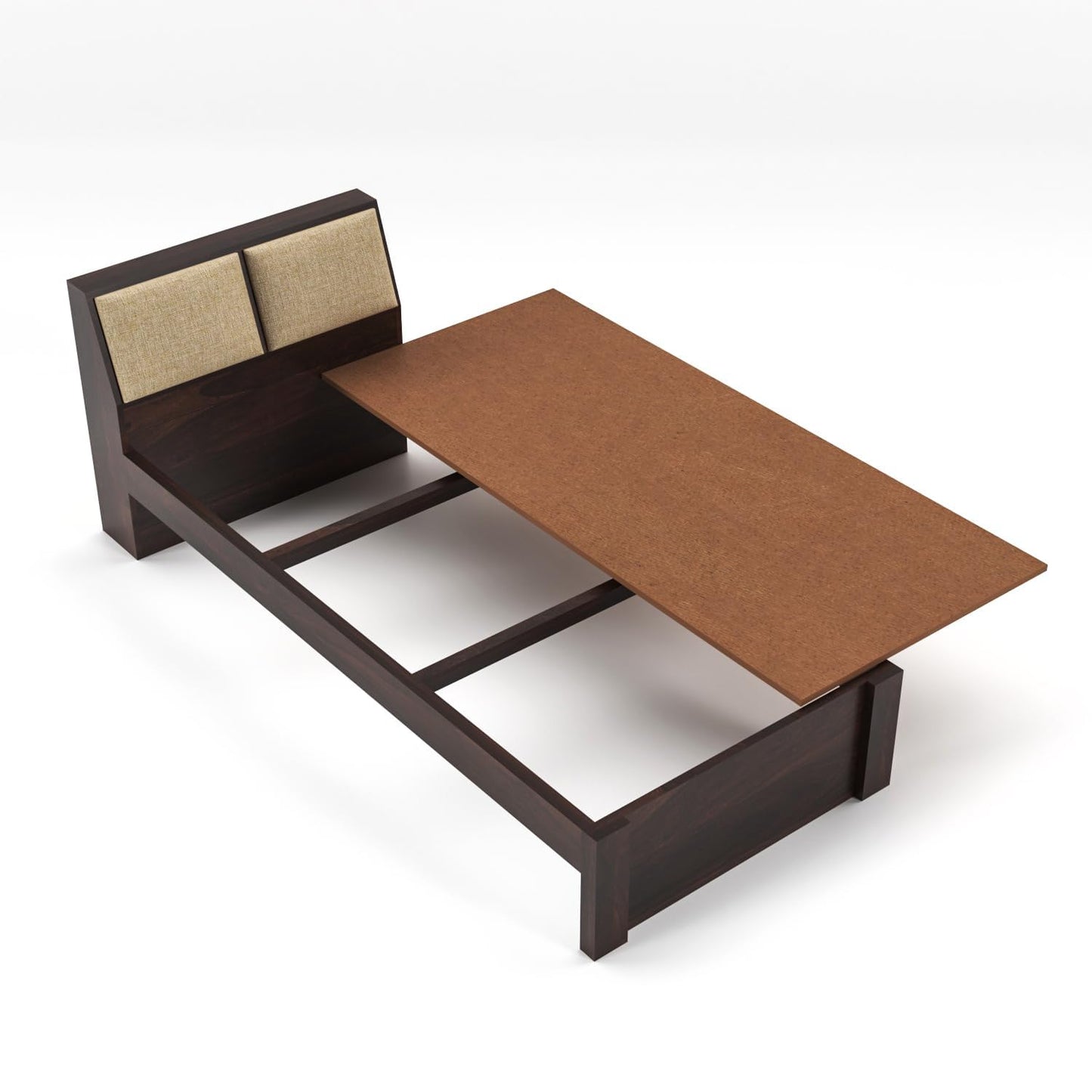 Rukmaajeee Solid Sheesham Wood Single Bed with 2 Drawers | Wooden Bed