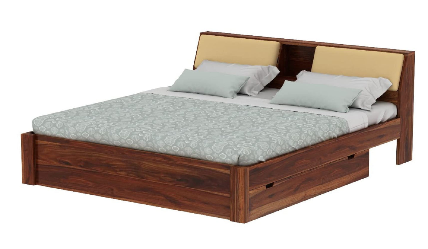 Rukmaajeee Furniture Sheesham Wood King Size Bed with 2 Drawer Storage