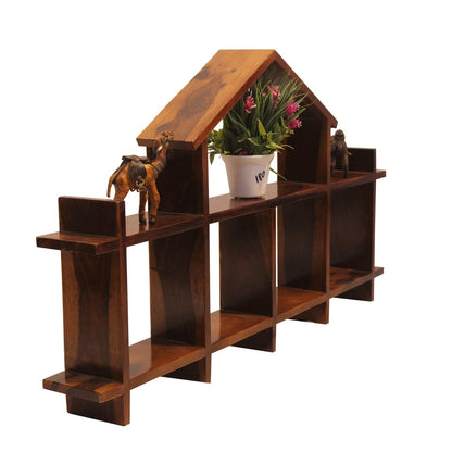Rukmaajee Furniture Simpla Wall Shelf in Natural Solid Wood for