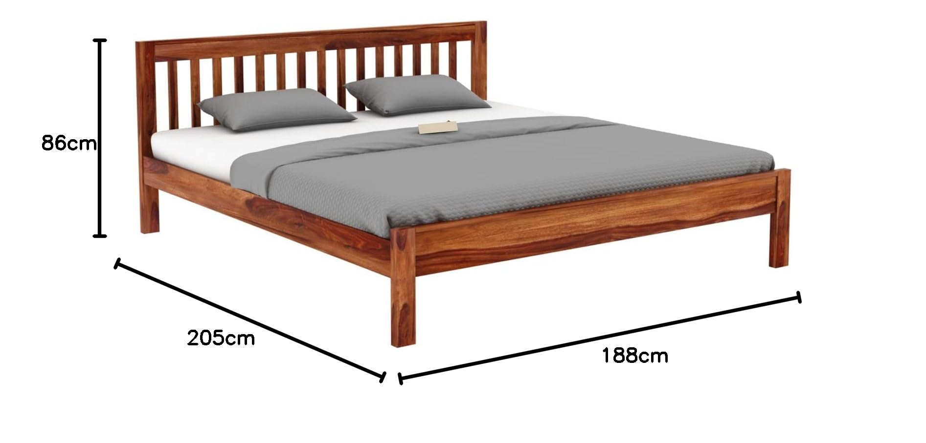 Rukmaajeee Solid Sheesham Wood Queen Size Bed Without Storage | Wooden