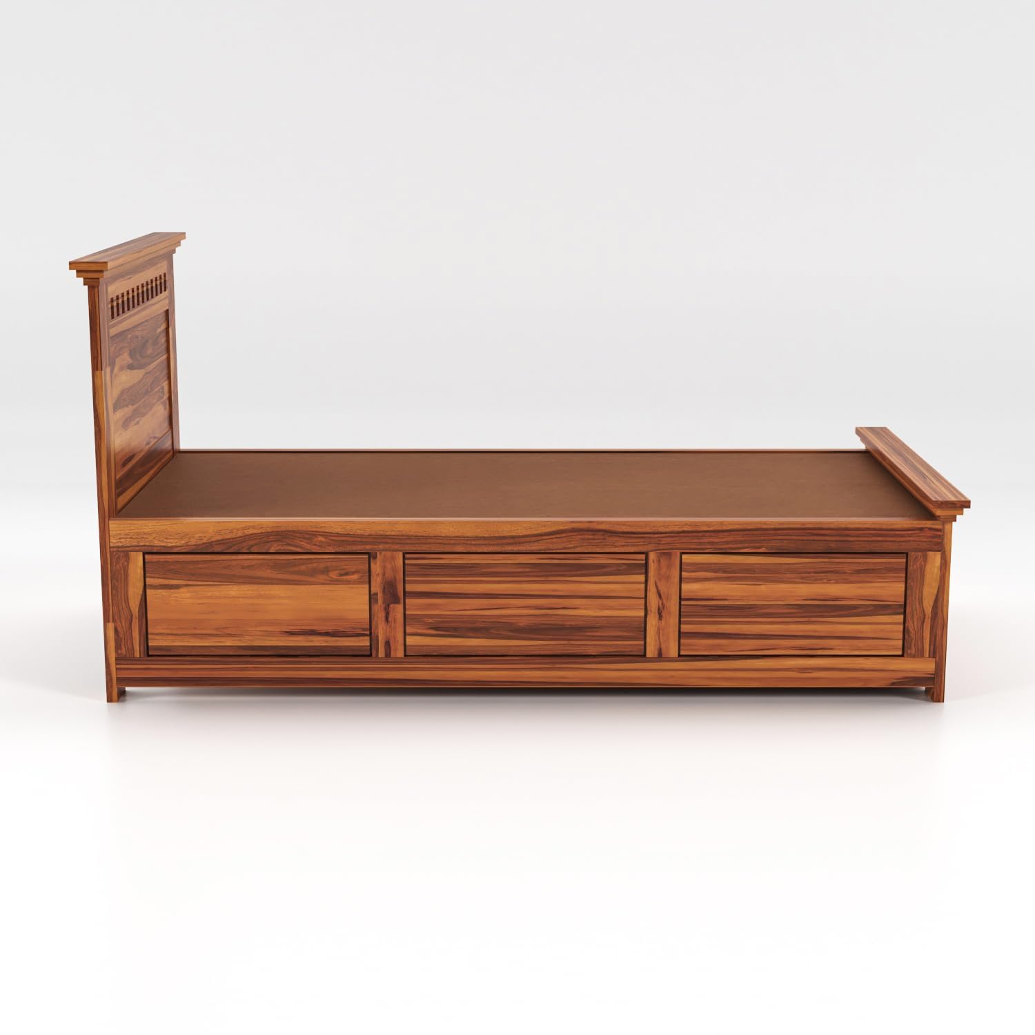 Rukmaajeee Solid Sheesham Wood Single Bed with Box Storage | Wooden