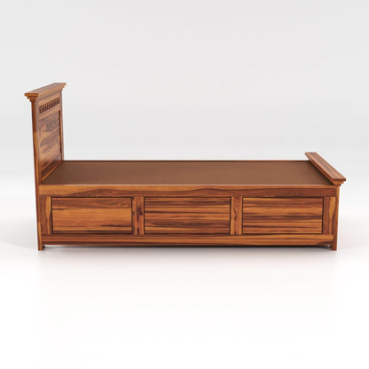 Rukmaajeee Solid Sheesham Wood Single Bed with Box Storage | Wooden