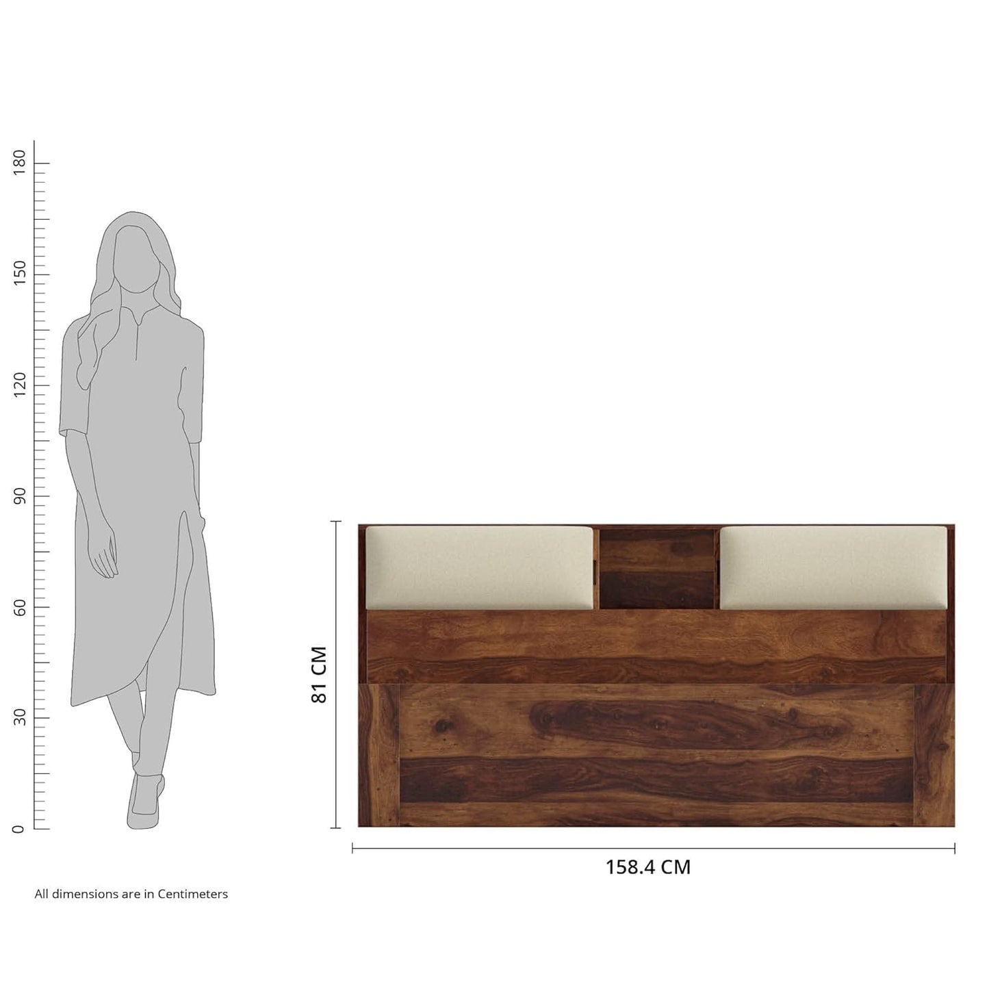 Amazon Brand - Rukmaajee Cazz Queen Size Solid Sheesham Wood Bed with