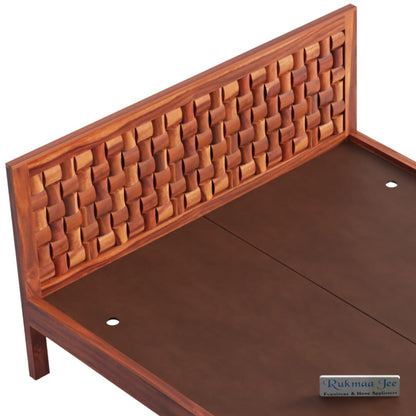 Rukmaajee Solid Sheesham Wood King Size Bed | Honey Finish