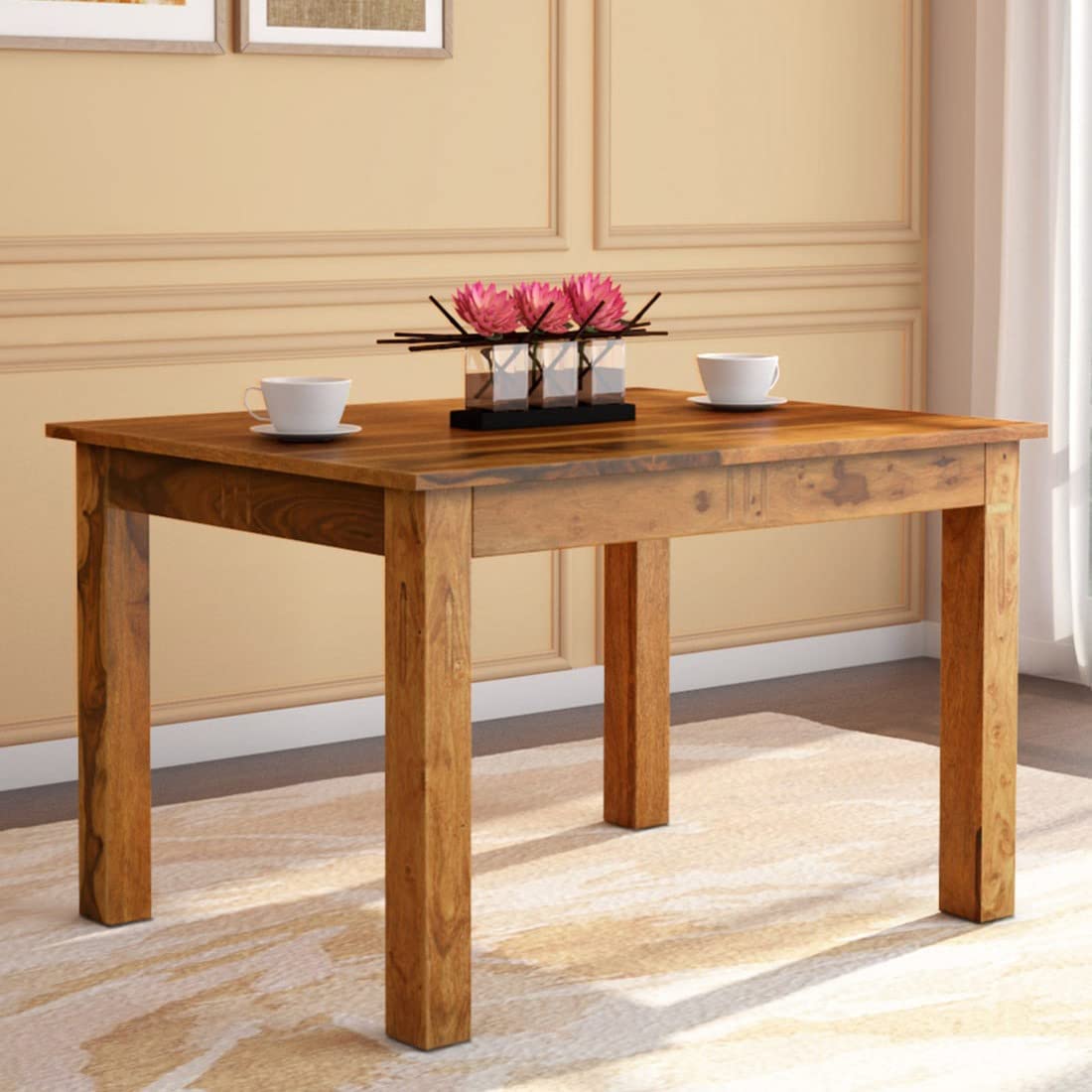 Rukmaajeee Sheesham Wood 4-Seater Dining Table | Solid Wood Dining