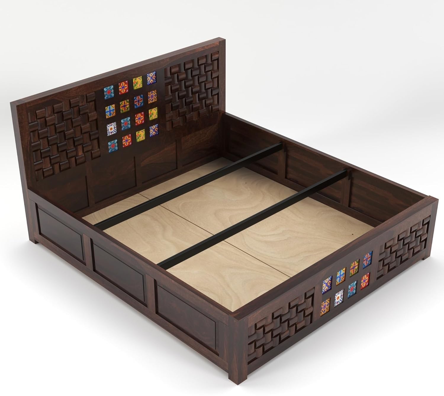 Rukmaajee Solid Sheesham Wood King Size for Bedroom, Hotel| Double Bed
