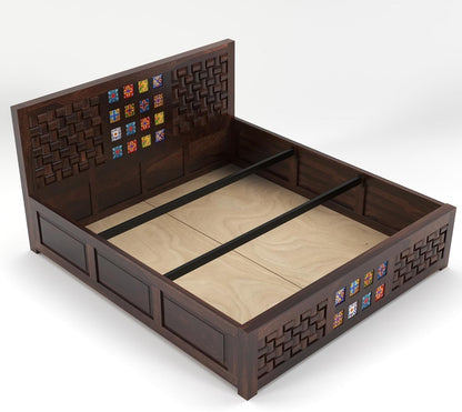 Rukmaajee Solid Sheesham Wood King Size for Bedroom, Hotel| Double Bed