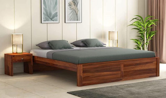 Rukmaajee Wooden Bed Without Storage Double Bed Wooden King cot
