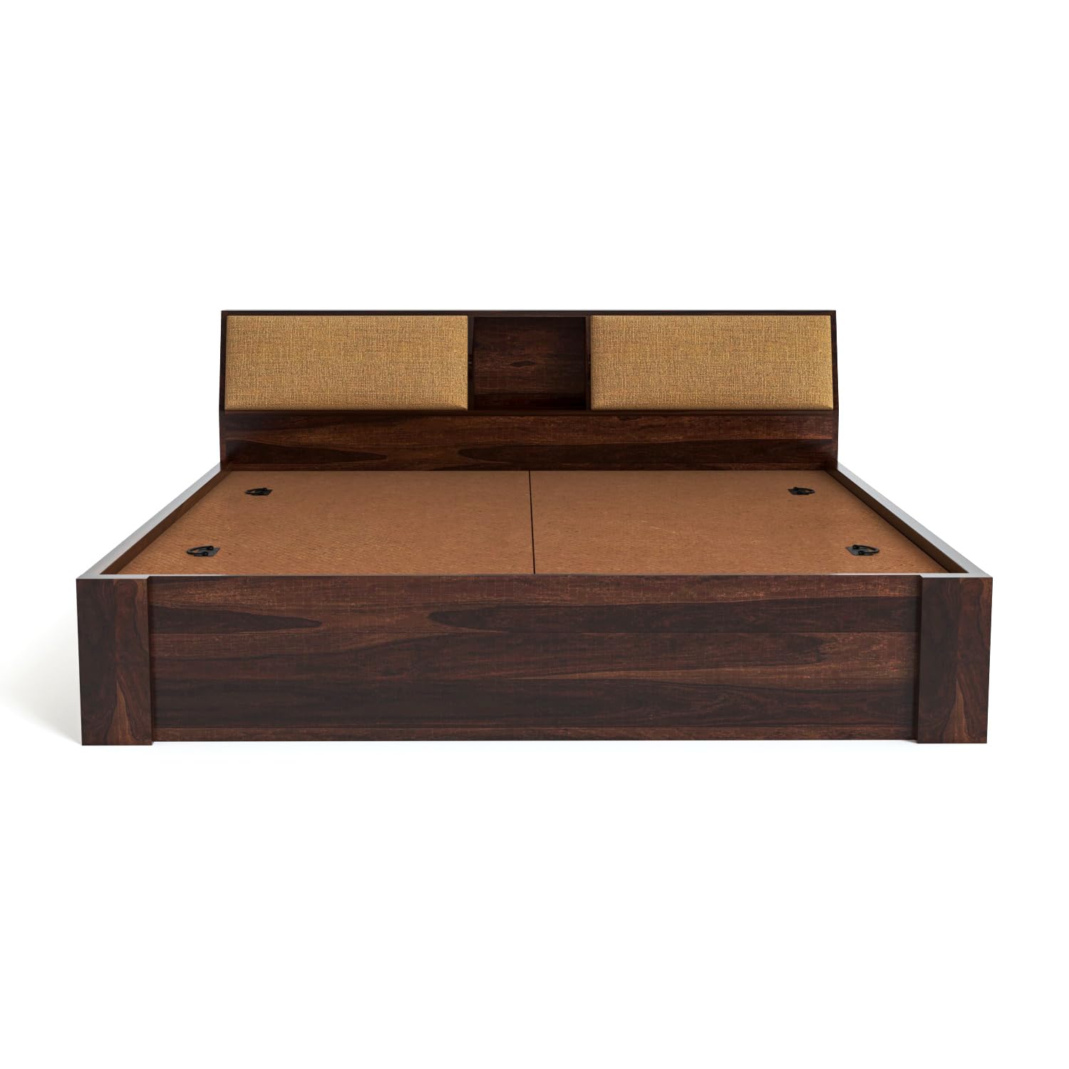 Rukmaajeee Solid Sheesham Wood Armania Queen Size Bed with Box Storage