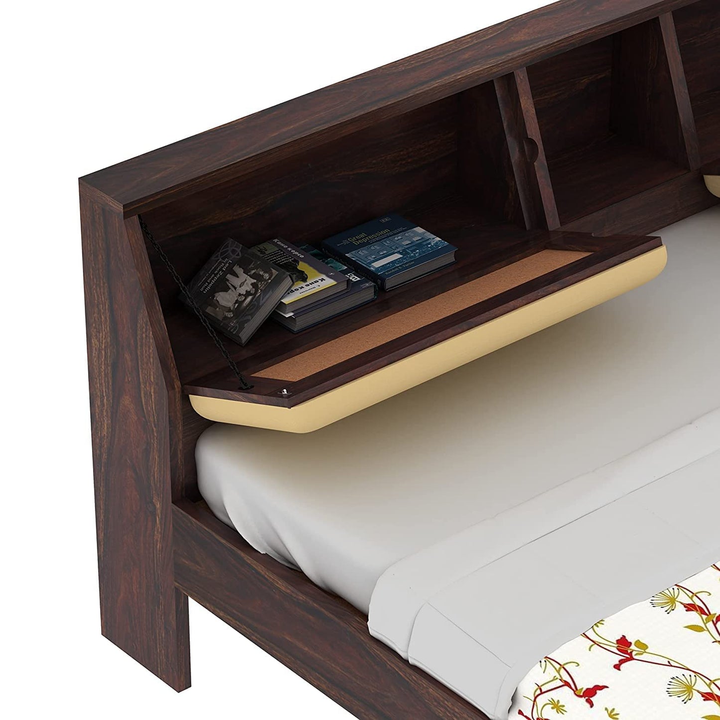 Rukmaajee Sheesham Wood Queen Size Double Bed Without Storage Wooden
