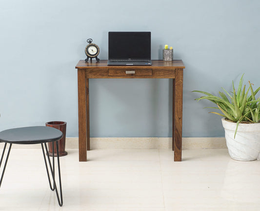 Rukmaajee Sheesham Wood One Drawer Study Table | Wooden Laptop &