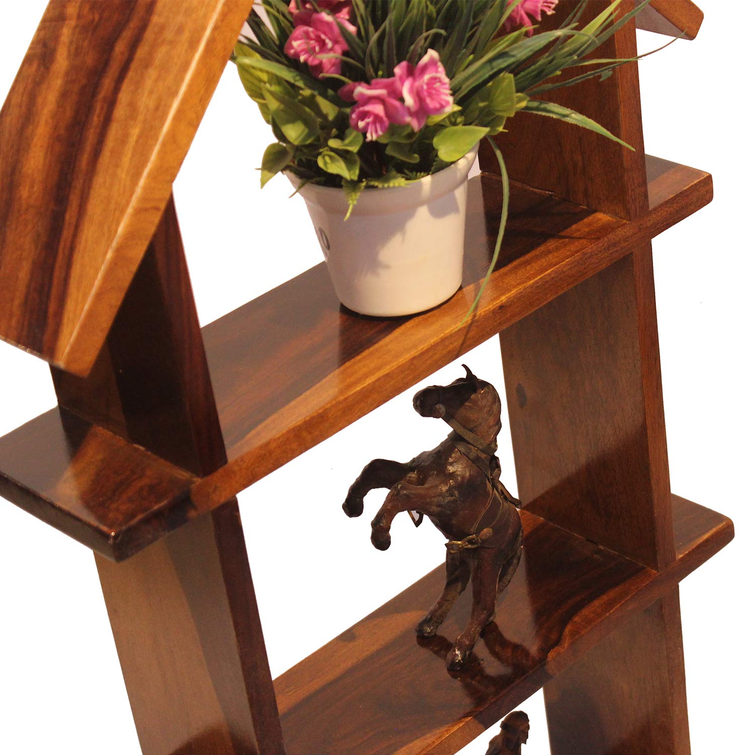 Rukmaajee Furniture Simpla Long Wall Shelf in Natural Solid Wood with