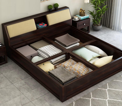 Rukmaajee Sheesham Wood King Size Bed with Box Storage Wooden Double
