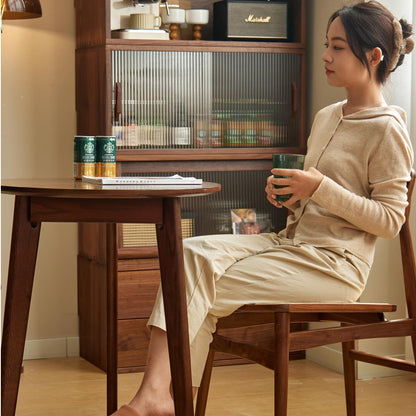 Rukmaajeee Luxury Mid-Century Modern Small Round Solid Wood Dining