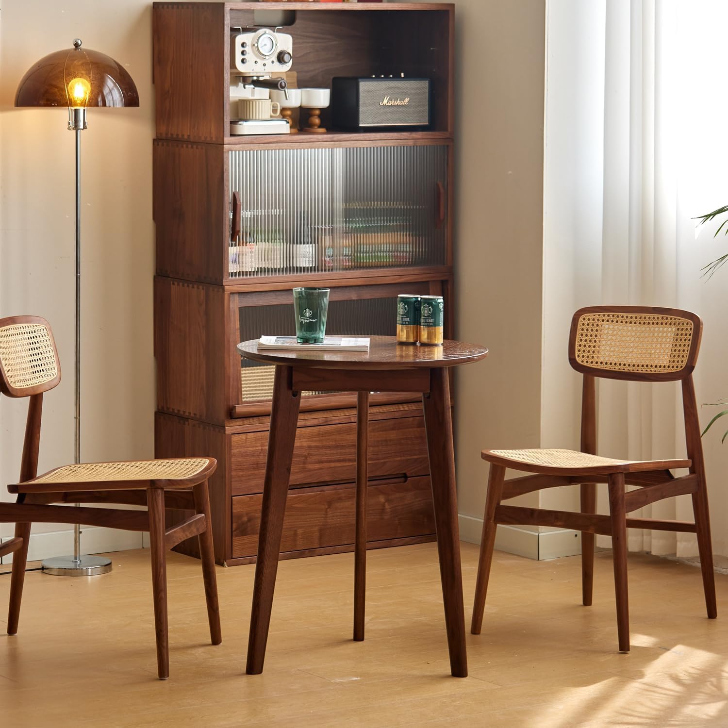 Rukmaajeee Luxury Mid-Century Modern Small Round Solid Wood Dining