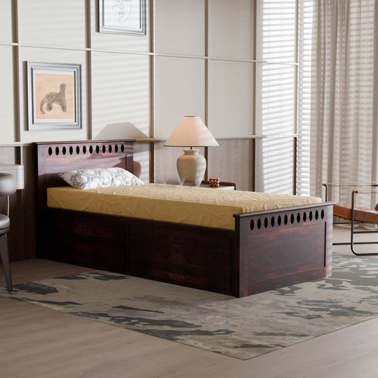 Rukmaajee Solid Sheesham Wood Box Storage Bed for Your Home Modern